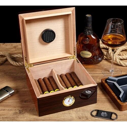 Cedar Wood Cigar Travel Humidor Box Portable Cigar Case W/ Humidifier Hygrometer Cigar Humidor Sigaren Box For COHIBACigars