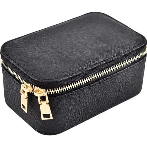 Jewelry Box Travel Cosmetic Jewelry Organizer Makeup Lipstick Storage Box Black