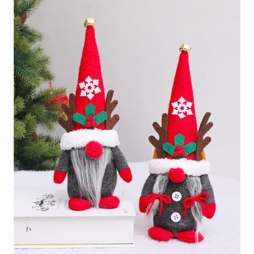 Red Nose Santa Claus With Elk Antlers Stuffed Rudolph Doll For Christmas Decoration Festival Ornament