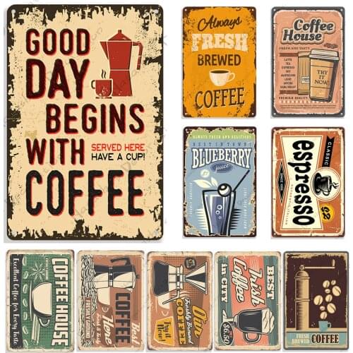 Coffee Metal Tin Sign Coffee Shop Retro Poster Club Pub Bar Home Cafe Wall Decor Signs Beautiful Wall plate Metal Plaque
