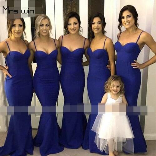 Mrs win Bridesmaid Dress Under 50 Elegant Sling Wedding Party Dress For Girls Mermaid Long Plus Size Vestido Madrinha HR113