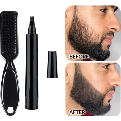 Eyebrows Beard Pen Filler Beard Brush Set for Men,Water Resistant,2 Colors for