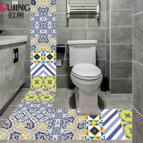 New Moroccan Style Tiles Wall Sticker Kitchen Bathroom Tile Waist Line Wallpaper 20*100cm*1pcs PVC Floor Removable DIY Art Mural