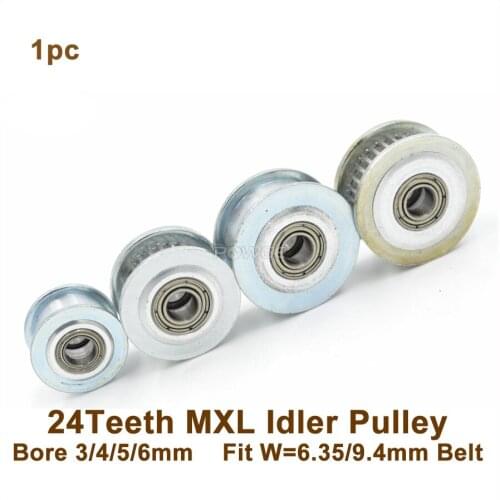 Powge 24 Teeth MXL Idler Pulley Passive Pulley Bore 3/4/5/6mm Fit MXL Timing Belt 24T 24Teeth MXL Tension Pulley 24-MXL