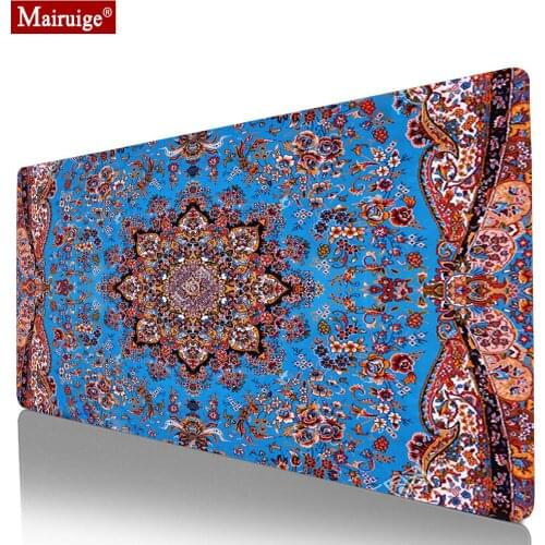 Persian Rug Mousepad Blue Mouse Mat Large Custom Full Desk Best Gaming Mouse Pad DIY Custom Bohemian Style Pads 90x40cm/80X30cm