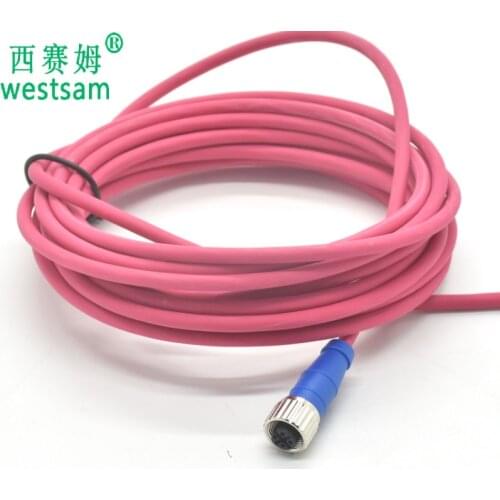 Custom red line PUR cable M12 4P/8P waterproof connector-industrial automation connector