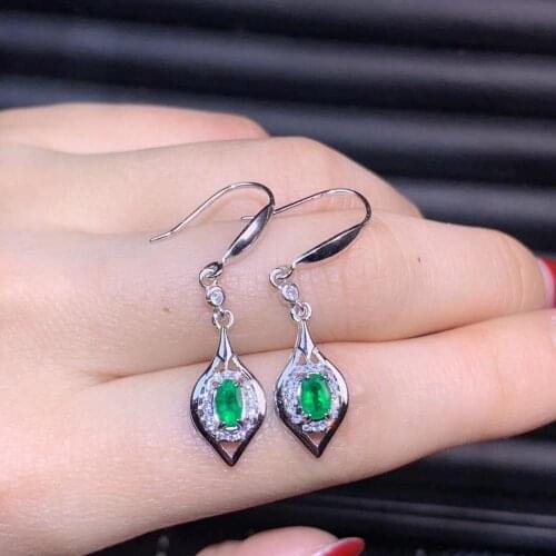 Attractive green emerald gemstone hook women earrings green gem earring emerald earrings 925 sterling silver earrings party gift