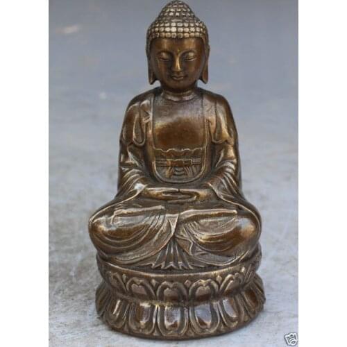 Elaborate Chinese Tibet Buddhism Copper Shakyamuni Sakyamuni Amitabha Buddha Statue