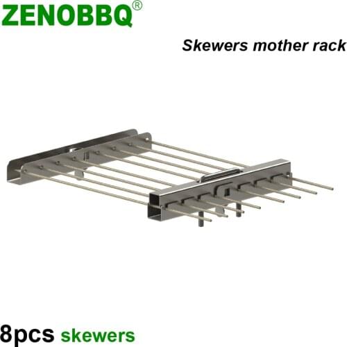 ZENOBBQ Skewers mother rack Rotate Roast Stainless Steel BBQ Rotisserie Skewers Shrimp Meat Shelf Baking Any length of skewers