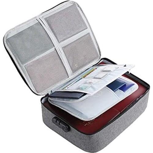 Important File Pocket Holder,Document Organizer Box,Oxford Waterproof Document Storage Bag with Safe Code Lock