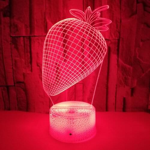 Touch Remote 3D LED Night Light Acrylic Strawberry Nightlight USB Bedside Lamp For Baby Children Kids Gift Bedroom Decoration