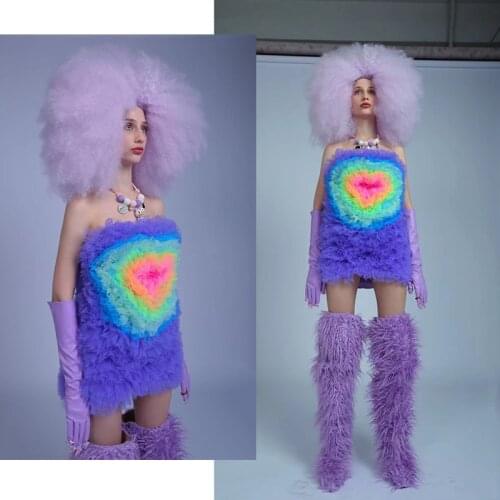 Rhinebow Gogo Dancer Costume Designer Clothes Western Wear Festival Outfit Lady Gaga Costume Bubble Dress DJ DS Clubwear DL7820