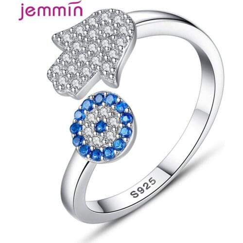 New Design Women Opening 925 Sterling Silver Sun Shape Hand Palm Rings Classic Blue Stone Ring For Women Fashion Accessories