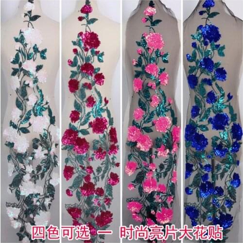 105 X 28.5CM Extra larg Sequin embroidery flower stickers clothing costumes dresse decorative Patches for clothing
