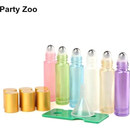300 X 10ml Pearl Colorful Glass Perfume Roll On Bottle With Stainless Steel Ball Roller Essential Oil Bottle For Travel Use