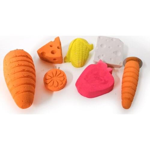 6 Styles Food Shape Colorful Healthy Rabbit Hamster Molar Tooth Grinding Calcium Stone Rat Mouse Small Animal Playing Chew Toys