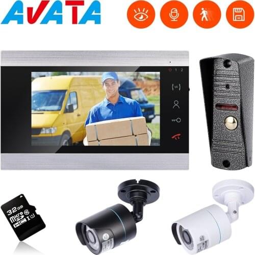 Video Intercom Doorbell with Camera Set IR LED Night Vision and Motion Detector 32GB Memory Card