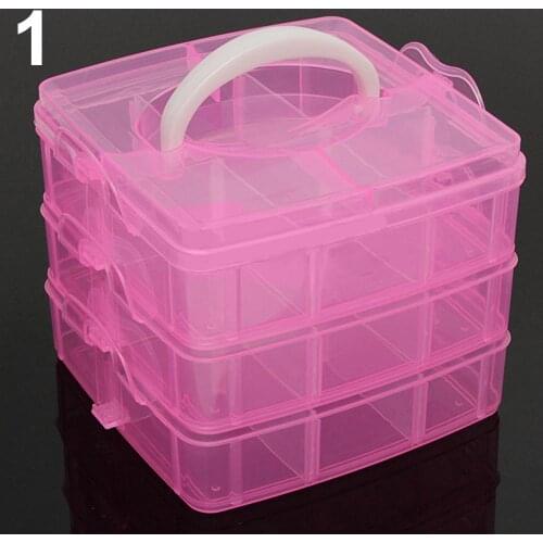 80% HOT SALES !!!3 Layers 18 Compartments Clear Storage Box Container Jewelry Bead Organizer Case