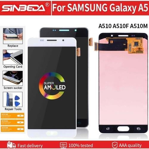 AMOLED 5.2"For SAMSUNG Galaxy A5 2016 A510F LCD Display Touch Screen Digitizer For SAMSUNG A5 2016 A510 A510F A510M LCD Display