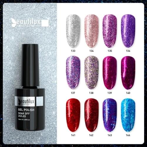 Beautilux Glitter Gel Nail Polish Winter Gloss Bling Sparkling Sequins Nail Lacquer UV LED Nails Art Design Varnish Supply 10ml