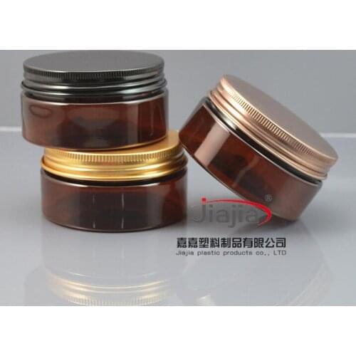 Free shipping: 80g brown PET Can with Gold/black/bronze aluminum Lid,Plastic Canning Jar Plastic Can Food Can 80ml container