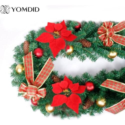 Free shipping Red Christmas flower Christmas decoration artificial flowers enfeites de natal beautiful christmas supplies