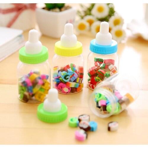 20 Pack Milk Bottle Fruit Animal Elephant Monkey Frog Tiger Eraser Children Student Campus Cute Stationery Party Gifts