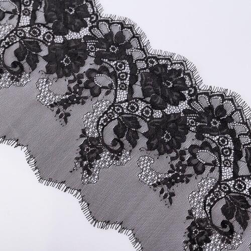Cusack 3 yards 23 cm Black Mesh Embroidered Lace Trim Ribbon for Dress Garment Trimming Sewing Lace Fabric 2 Modles