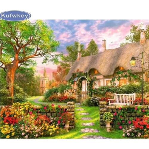 DIY 5D mosaic diamond embroidery landscape Home Decorative painting Full Rhinestone garden house cross stitch Wall stickers