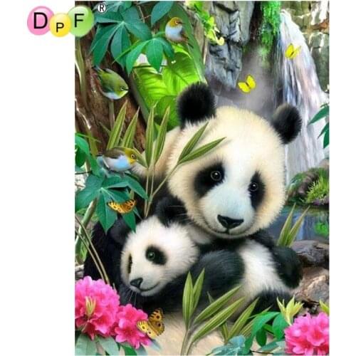 DPF Diamond embroidery panda mother and son 5d Diamond painting cross stitch Europe Home decor full square DIY animal series