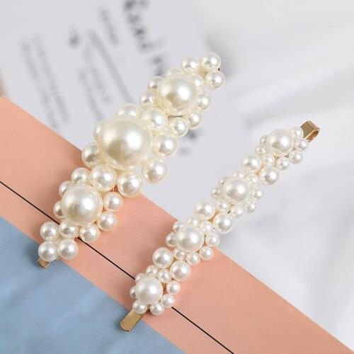 Women Girls Elegant Full Pearls Hair Clips Sweet Hair Ornament Hairpin Barrette Headband Hair Accessories