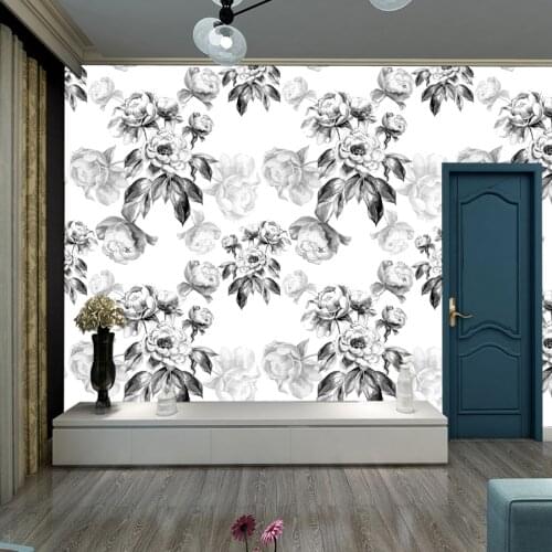 Black White Rose Custom Wallpaper Murals for Living Room 3d Wall Background Walls Paper Home Decor Peel Stick Vinyl Mural Rolls