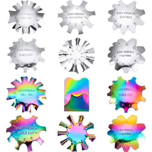 French Smile Line Cutter Manicure Staniless Steel C Shape Edge Trimmer Templates DIY Plate Module Gel Cutter Tool