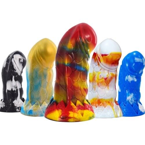 Graffiti Big Carp Giant Anal Butt Plug Animal Penis Silicone Sex Toys For Men Women Massager Realistic Penis Huge Dildo Big Dick