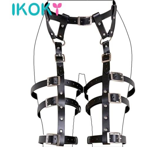 IKOKY Flirt Clothes PU Leather SM Bondage Gear Fetish Sex Toys for Couples Erotic Products Adult Games Role Play