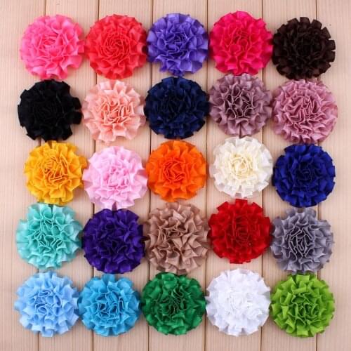 20pcs/lot 5.5CM 25Colors Newborn Artificial Ribbon Fabric Flowers For Headbands DIY Satin Hair Flower For Children Accessories
