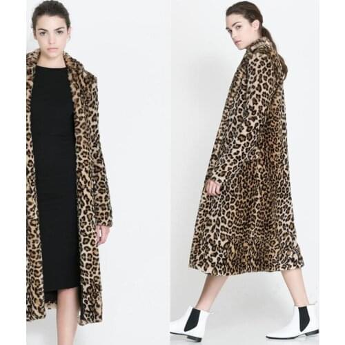 RoRoDox Classic Leopard Print Color Faux Fur Coat Women Long Warm Jackets Fluffy Style Overcoats Winter Street Outerwear