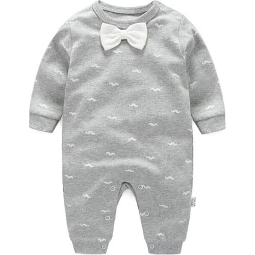 Handsome Baby Rompers Infant Newborn 0-18M Bow Romper Costume Cotton Tie Jumpsuit Clothes Gentleman Body Suit Baby Boys Clothing