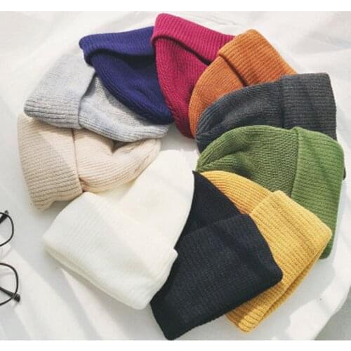 Hot Sale Winter Hats For Woman Casual Candy Color Beanie For Women High Quality Warm Knitted Hat Streetwear Outdoor Woolen Hat
