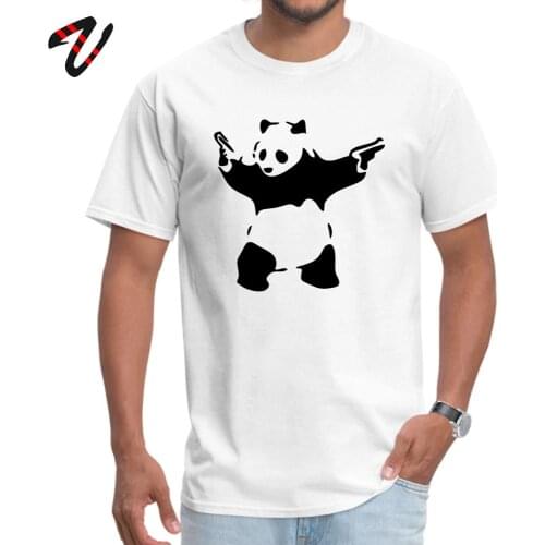 Men Tshirt Banksy Panda Guns Crewneck T-shirts VALENTINE DAY Tops Tees Short Sleeve Coupons Cotton T Shirt Simple Style Camiseta