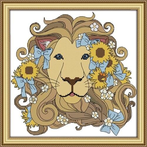 Joy Sunday Lion Animal Pattern 11 14CT Cross Stitch Kits Embroidery Needlework Sets Ecological Cotton Chinese Cross Stitch Kits