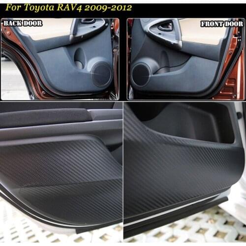 Brand New 1 Set Interior 3D Carbon Fiber Doors Side Edge Anti-kick Protection Pad Sticker For Toyota RAV4 2009-12
