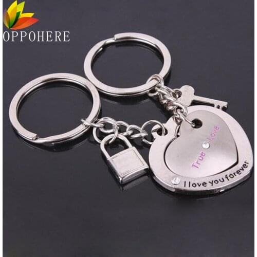 OPPOHERE 2Pcs/set Love Heart Keyring Couple Keychain Key Ring New Fashion Jewelry Gift For Kids Friends Keychain Dropshipping