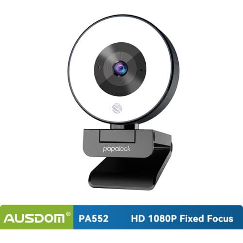 [Original] AUSDOM PA552 Web Camera HD 1080P With Microphone Adjustable Led Light Tripod Webcam Designed For Streaming OBS Twitch