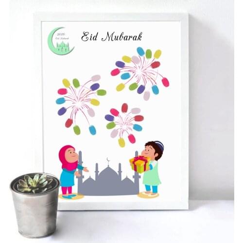 Creative Customizable DIY Fingerprint Signature Guest Book For EID Mubarak New Year Islamic Muslims EID Festival Decoration