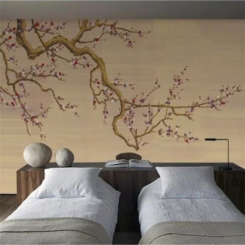 Papel de parede Custom wallpaper 3d mural new Chinese plum sofa background wall living room bedroom restaurant hotel wallpaper