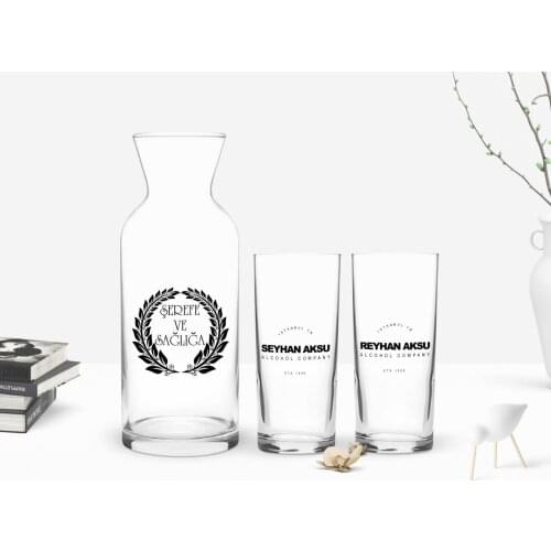 Personalized Colorful Printed Alcohol Company Design Dual Arrack Cup and Decanter Gift Set