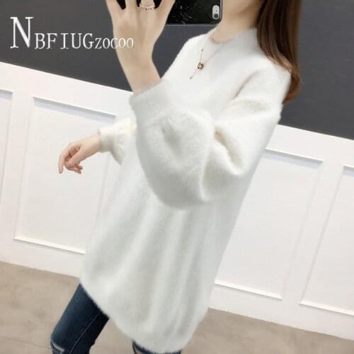 Mink Cashmere Pullover 2020 Winter New Fashion Round Neck Long Sleeved Knitted Sweater Tops