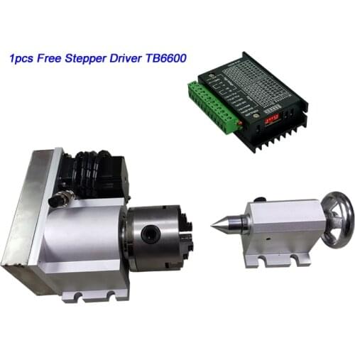 A Axis Rotary Tailstock 4th with 50mm / 80mm 3-Jaws Chuck for CNC Router Milling Machine CNC3040 6040 6090