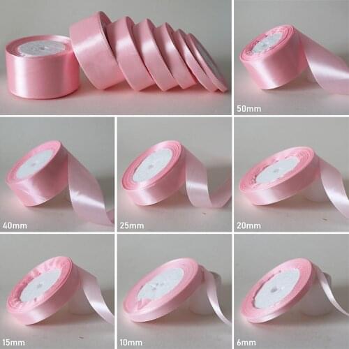 25Yards/ 6mm-50mm Pink Satin Ribbon DIY Material For Prom Party Decoration Wedding Gift Box Packaging Accessories D7